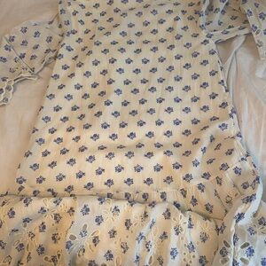 Anthropologie Meadow Rue Cream and Blue Embroidered Dress.

message before buyin